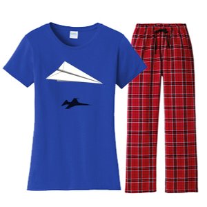 Paper Airplane Shadow Fgift16 Fighting Falcon Gift Women's Flannel Pajama Set