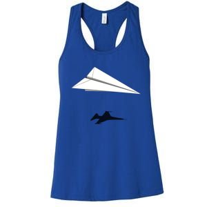 Paper Airplane Shadow Fgift16 Fighting Falcon Gift Women's Racerback Tank