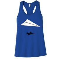 Paper Airplane Shadow Fgift16 Fighting Falcon Gift Women's Racerback Tank