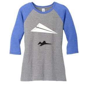 Paper Airplane Shadow Fgift16 Fighting Falcon Gift Women's Tri-Blend 3/4-Sleeve Raglan Shirt