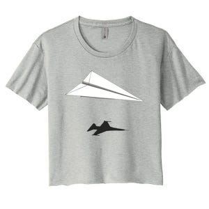 Paper Airplane Shadow Fgift16 Fighting Falcon Gift Women's Crop Top Tee