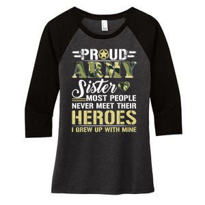 Proud Army Sister Women's Tri-Blend 3/4-Sleeve Raglan Shirt