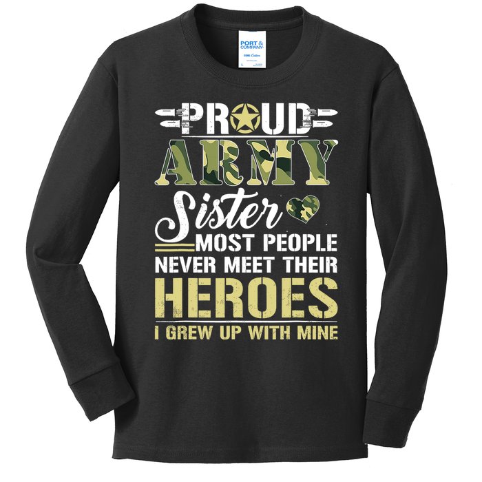 Proud Army Sister Kids Long Sleeve Shirt