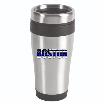 Protect And Serve In Boston Police Flag Pd 16oz Travel Tumbler
