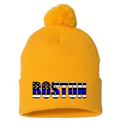 Protect And Serve In Boston Police Flag Pd Pom Pom 12in Knit Beanie