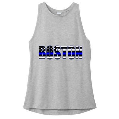 Protect And Serve In Boston Police Flag Pd Ladies PosiCharge Tri-Blend Wicking Tank