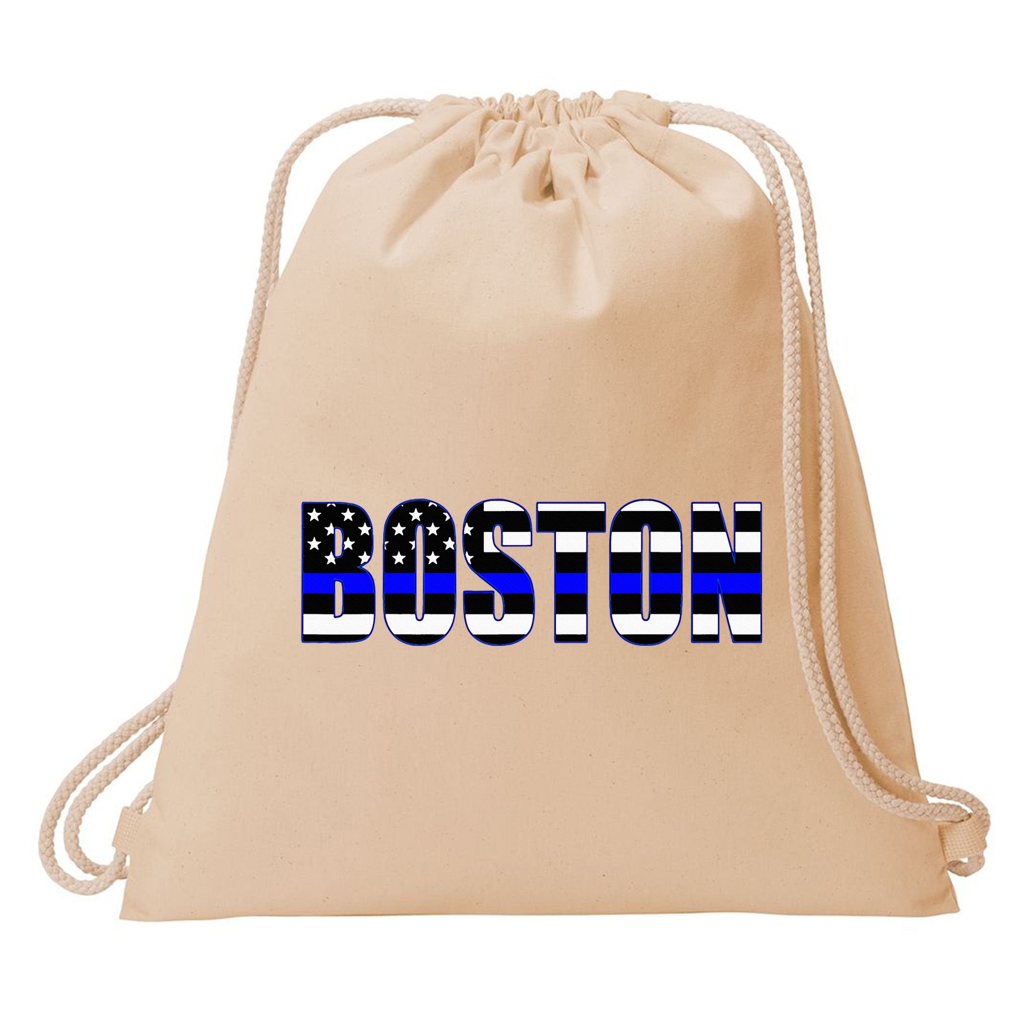 Protect And Serve In Boston Police Flag Pd Drawstring Bag