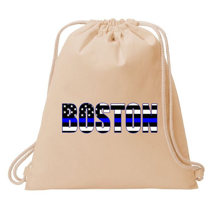 Protect And Serve In Boston Police Flag Pd Drawstring Bag