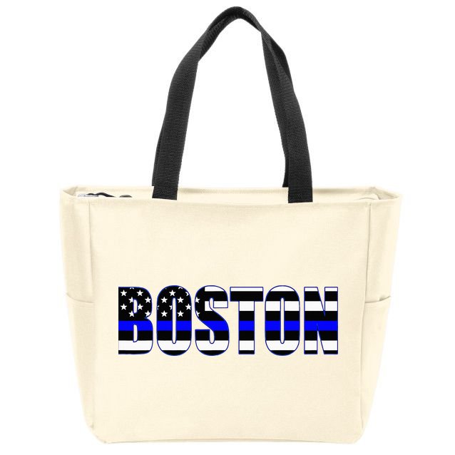 Protect And Serve In Boston Police Flag Pd Zip Tote Bag