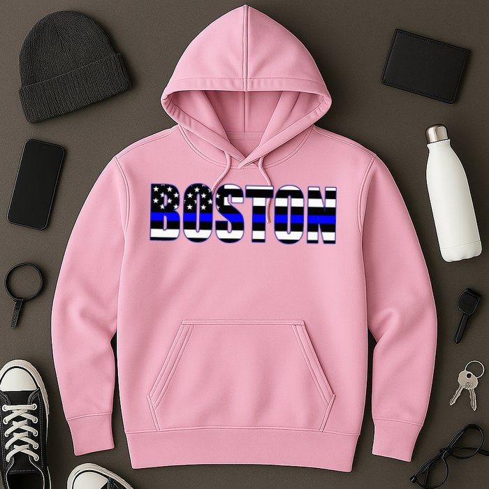 Protect And Serve In Boston Police Flag Pd Hoodie