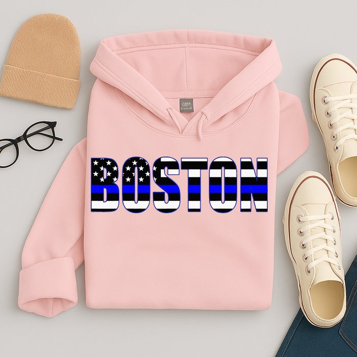 Protect And Serve In Boston Police Flag Pd Hoodie