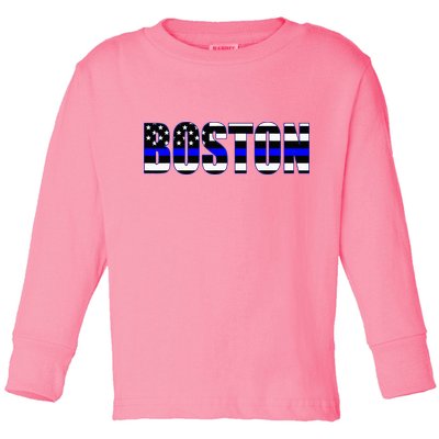 Protect And Serve In Boston Police Flag Pd Toddler Long Sleeve Shirt