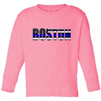 Protect And Serve In Boston Police Flag Pd Toddler Long Sleeve Shirt