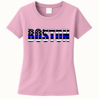 Protect And Serve In Boston Police Flag Pd Womens T-Shirt