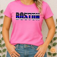 Protect And Serve In Boston Police Flag Pd Womens T-Shirt