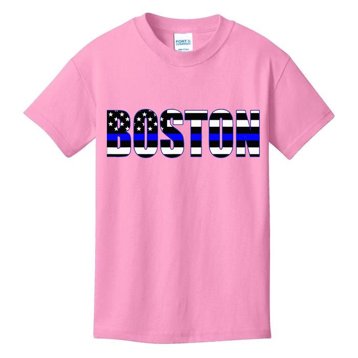 Protect And Serve In Boston Police Flag Pd Kids T-Shirt