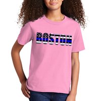 Protect And Serve In Boston Police Flag Pd Kids T-Shirt