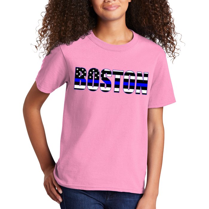 Protect And Serve In Boston Police Flag Pd Kids T-Shirt
