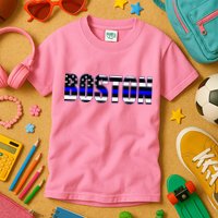 Protect And Serve In Boston Police Flag Pd Kids T-Shirt