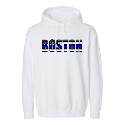 Protect And Serve In Boston Police Flag Pd Garment-Dyed Fleece Hoodie