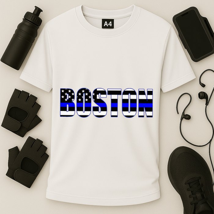 Protect And Serve In Boston Police Flag Pd Performance Shirt