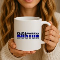 Protect And Serve In Boston Police Flag Pd Mug