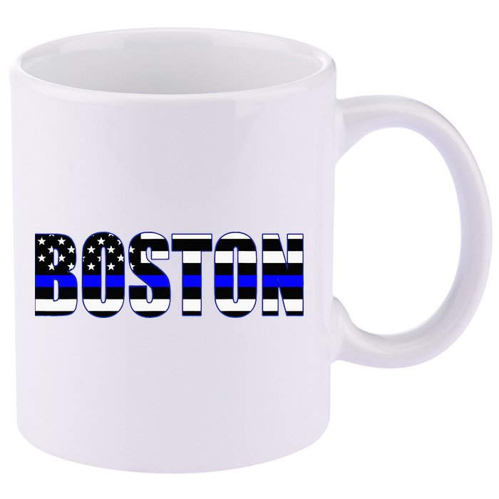 Protect And Serve In Boston Police Flag Pd 11oz C Handle Ceramic Mug