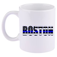 Protect And Serve In Boston Police Flag Pd 11oz C Handle Ceramic Mug