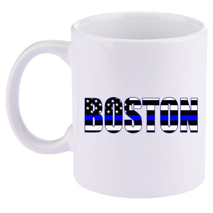 Protect And Serve In Boston Police Flag Pd 11oz C Handle Ceramic Mug
