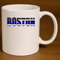 Protect And Serve In Boston Police Flag Pd 11oz C Handle Ceramic Mug