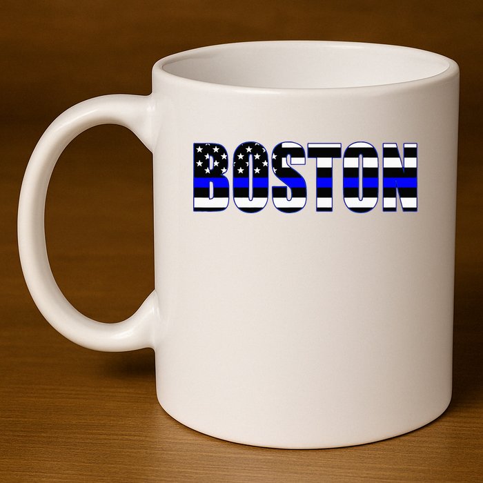 Protect And Serve In Boston Police Flag Pd 11oz C Handle Ceramic Mug