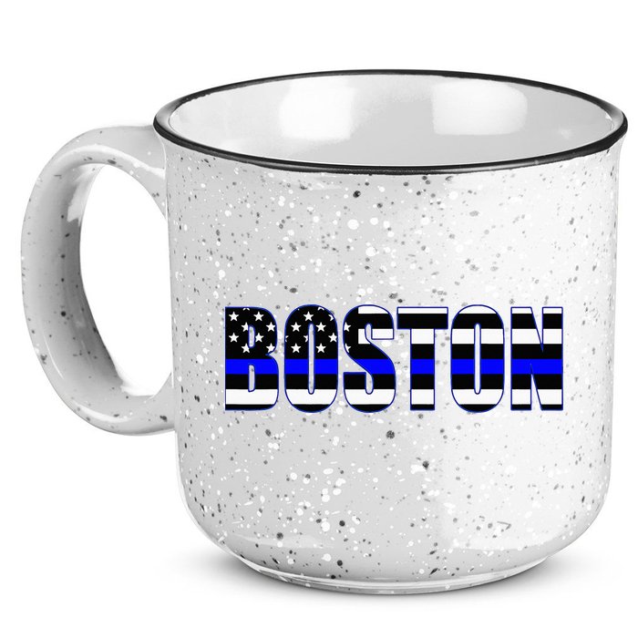 Protect And Serve In Boston Police Flag Pd 15oz Campfire Ceramic Mug