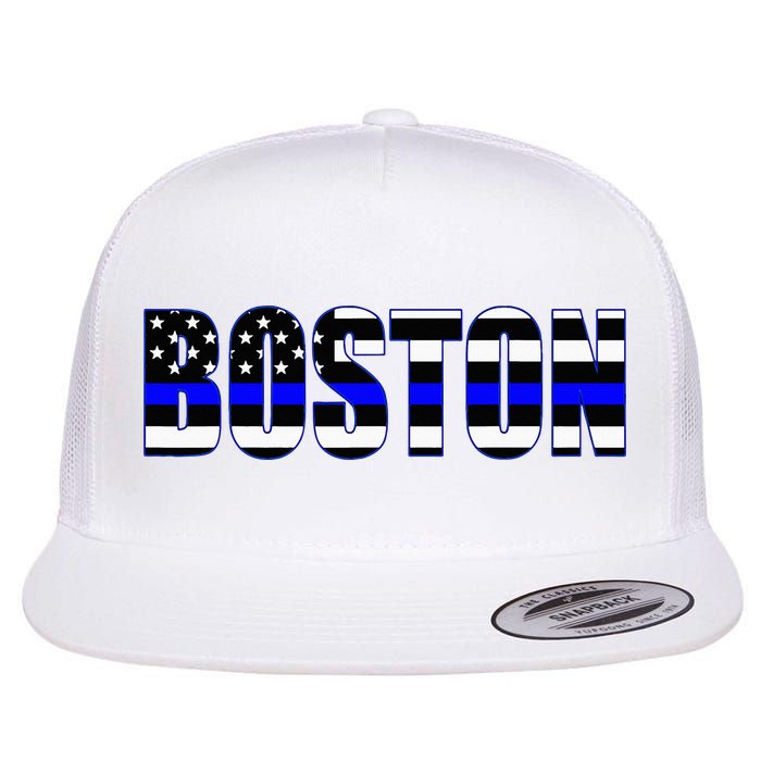 Protect And Serve In Boston Police Flag Pd Flat Bill Trucker Hat