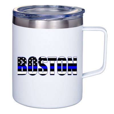 Protect And Serve In Boston Police Flag Pd 12oz Stainless Steel Coffee Mug