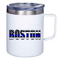 Protect And Serve In Boston Police Flag Pd 12oz Stainless Steel Coffee Mug
