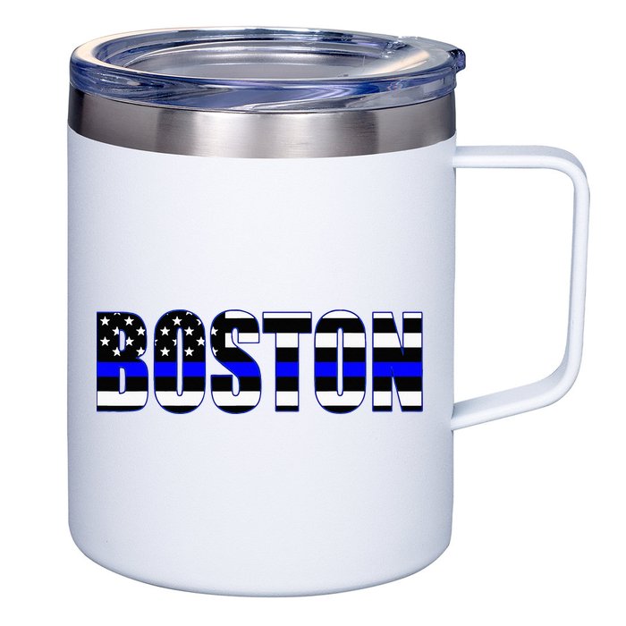 Protect And Serve In Boston Police Flag Pd 12oz Stainless Steel Coffee Mug