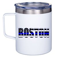 Protect And Serve In Boston Police Flag Pd 12oz Stainless Steel Coffee Mug