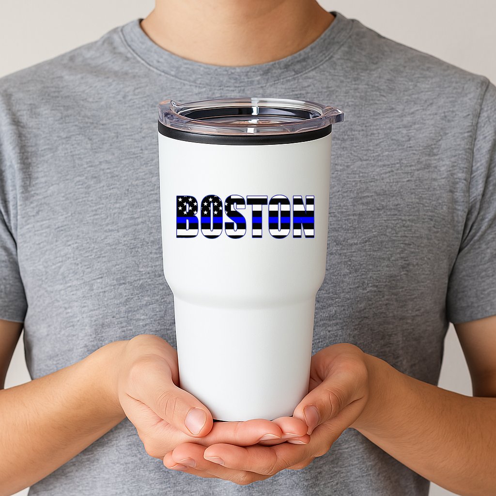 Protect And Serve In Boston Police Flag Pd Tumbler