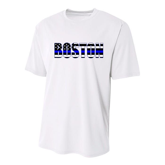 Protect And Serve In Boston Police Flag Pd Youth Performance Sprint T-Shirt