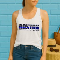 Protect And Serve In Boston Police Flag Pd Womens Tank Top