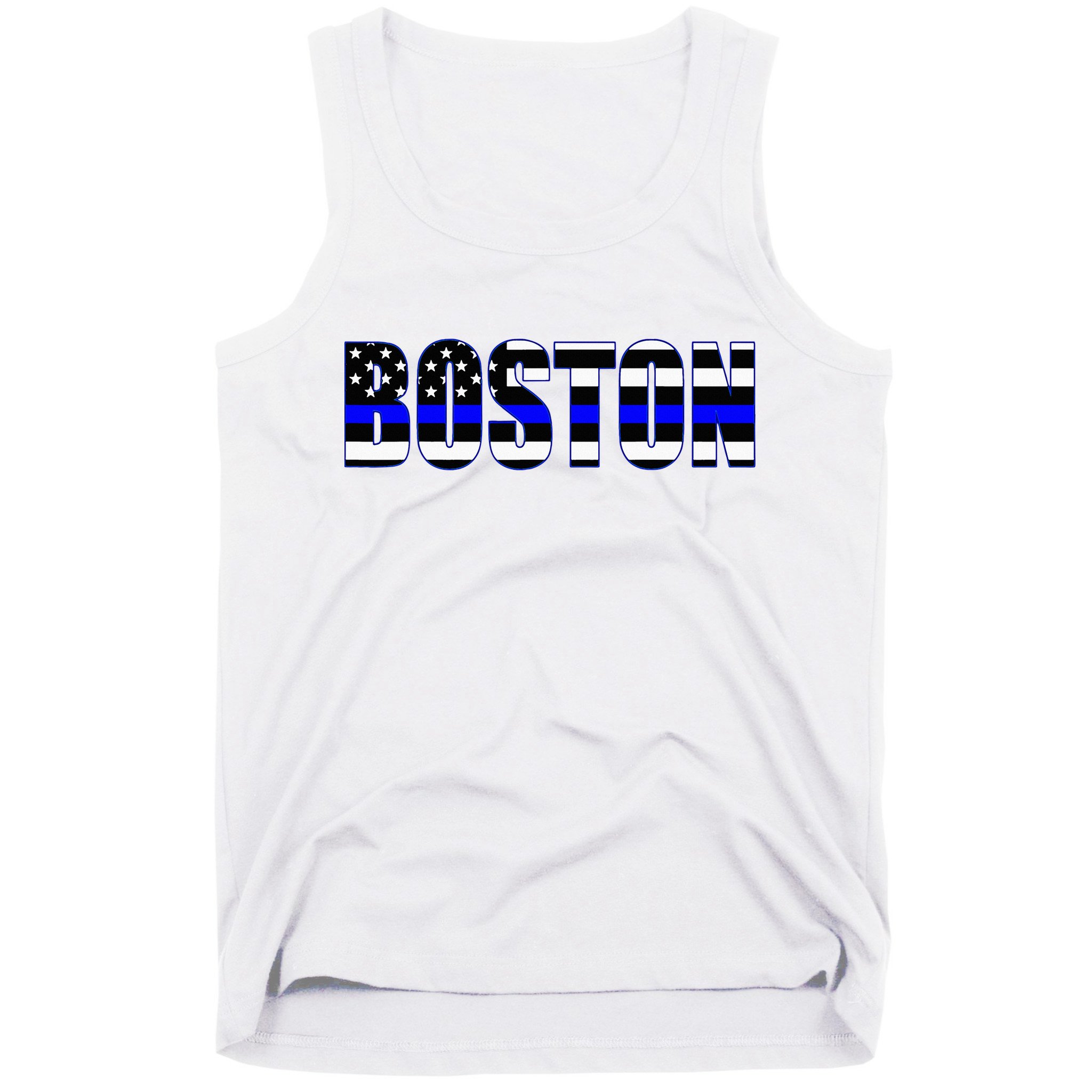 Protect And Serve In Boston Police Flag Pd Tank Top