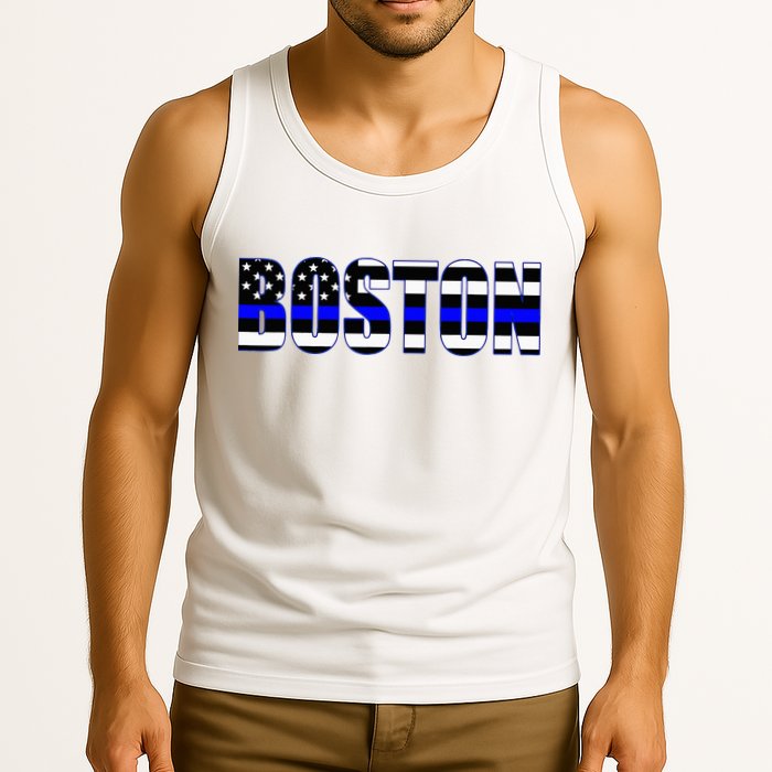 Protect And Serve In Boston Police Flag Pd Tank Top
