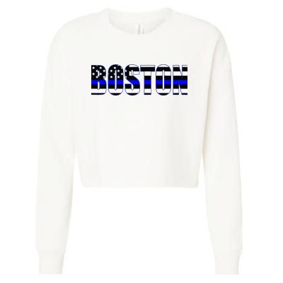Protect And Serve In Boston Police Flag Pd Cropped Pullover Crew