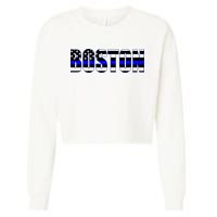 Protect And Serve In Boston Police Flag Pd Cropped Pullover Crew