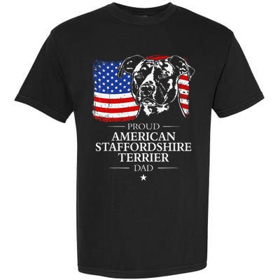 Proud American Staffordshire Terrier Dad American Flag Dog Garment-Dyed Heavyweight T-Shirt