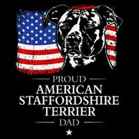 Proud American Staffordshire Terrier Dad American Flag Dog Flat Bill Trucker Hat