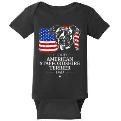 Proud American Staffordshire Terrier Dad American Flag Dog Baby Bodysuit