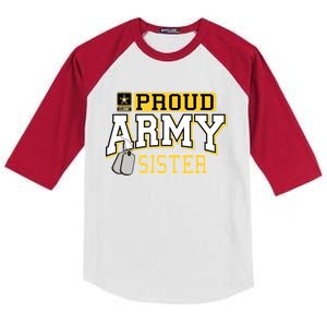 Proud Army Sister Gift Military Pride Gift Kids Colorblock Raglan Jersey