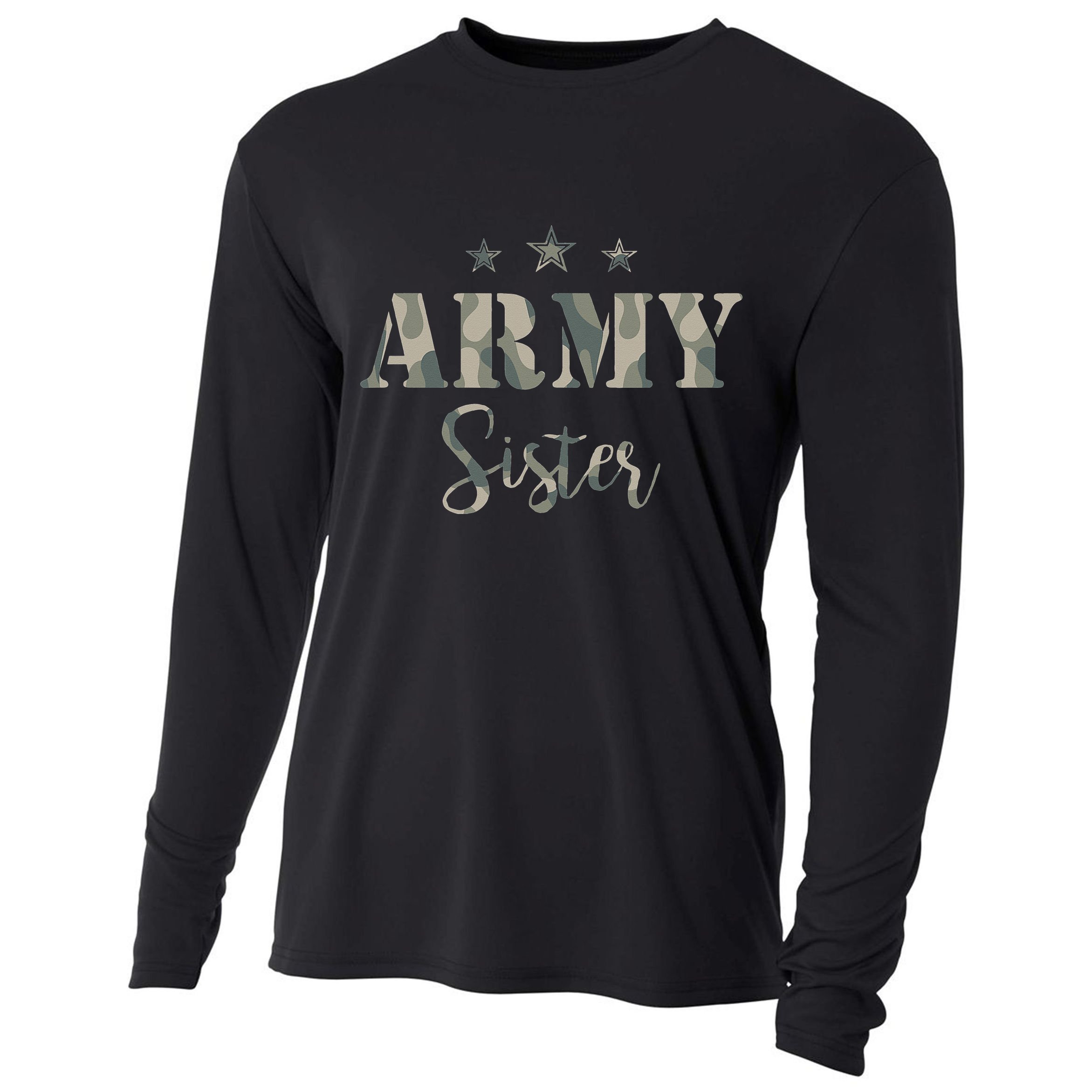 Proud Army Sister Camouflage Army Sister Cooling Performance Long Sleeve Crew