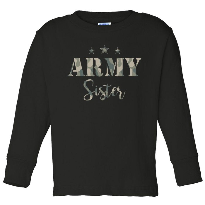 Proud Army Sister Camouflage Army Sister Toddler Long Sleeve Shirt